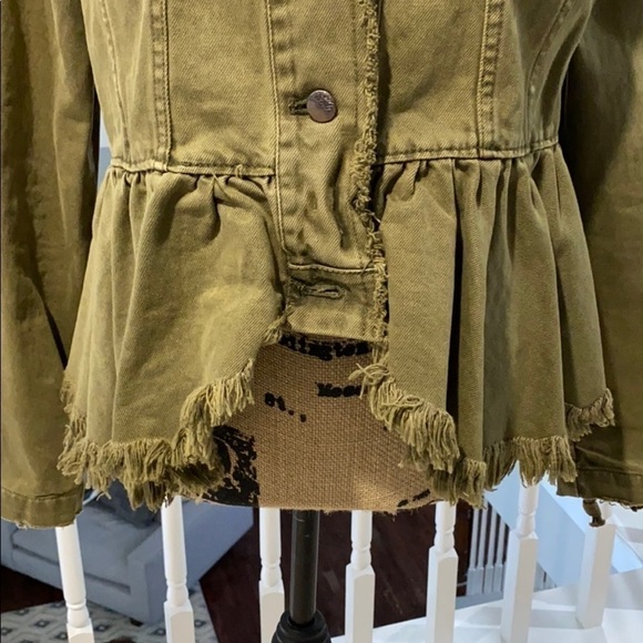 Free People Green Jean peplum jacket - Picture 3 of 7